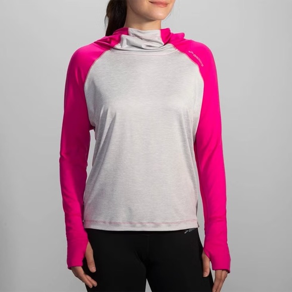 Brooks Dash Hoodie Hot Pink Grey Women’s Size Large - Picture 1 of 10